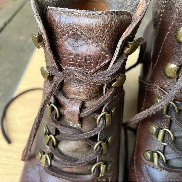 Sperry Top-Sider Wm’s Celeste Bliss Brown Leather Wedge Lace Up Ankle Boots Sz 9 - Picture 9 of 14